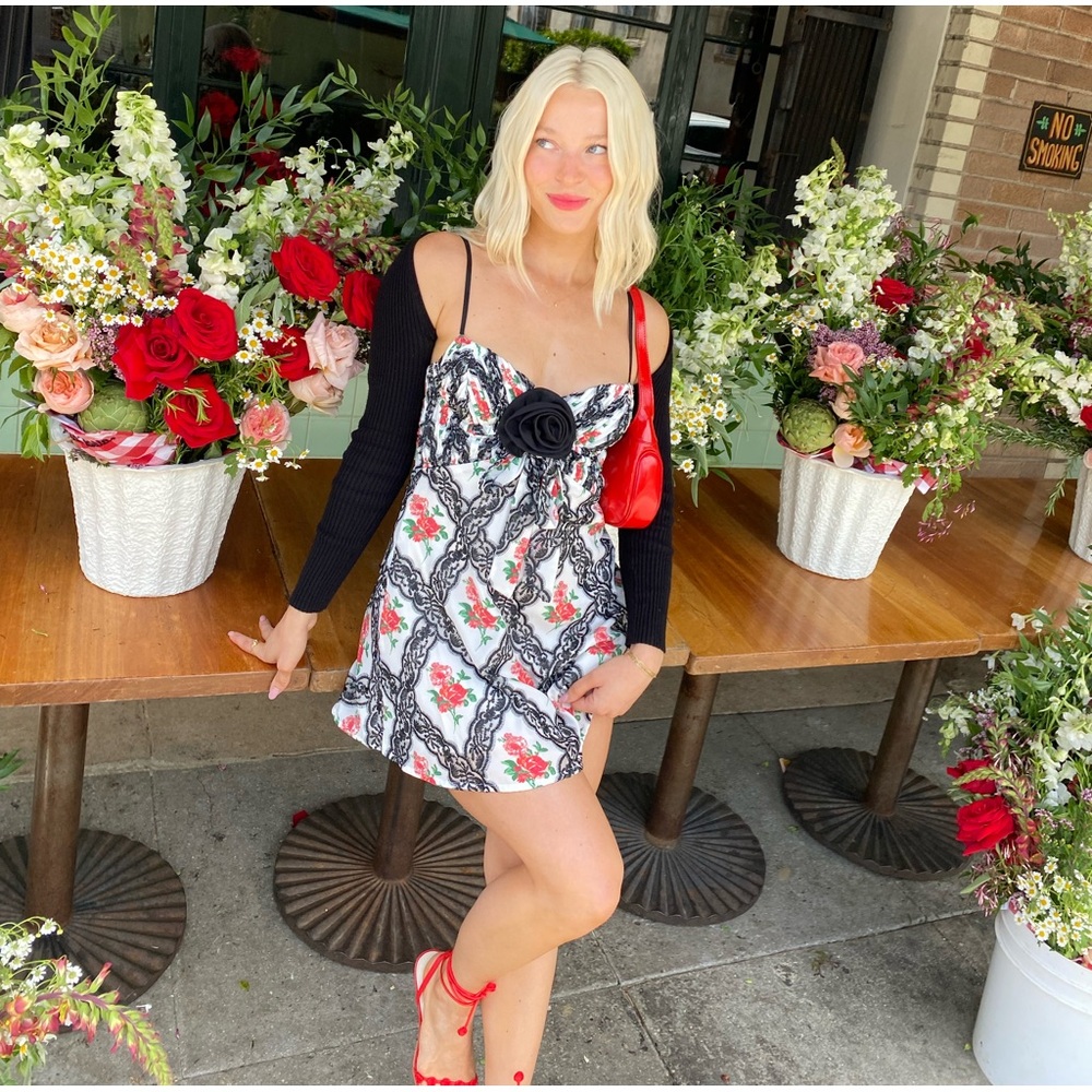 FLL black & white rose mini dress